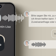 Arztpraxis-Telefon mit KI-Assistent-Symbol – Praxisorganisation entlastet